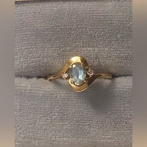 Aquamarine Gold Diamond Ring